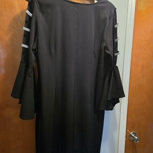 Ashley Stewart Black Dress with Rhinestone Sleeve Details